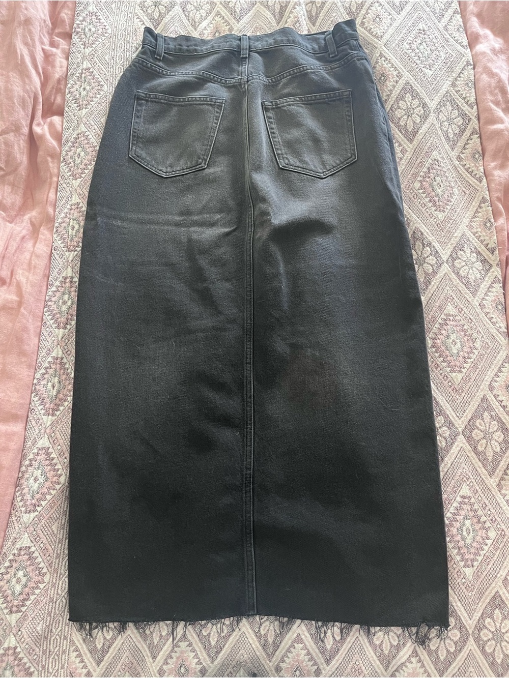 Reformation Black Denim Midi Skirt with Front Slit - Picture 4 of 8